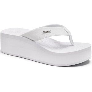🆕 White Vegan Leather Platform Flip Flops | Women’s Dressy Arch Support Sandals
